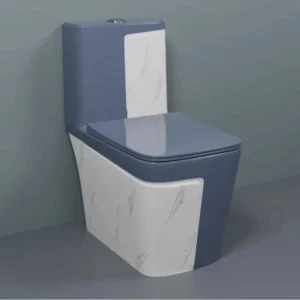 DOT Premium Quality 2016 Shining Grey Commode With White Marble Finish And Round Flush Button Western Commode